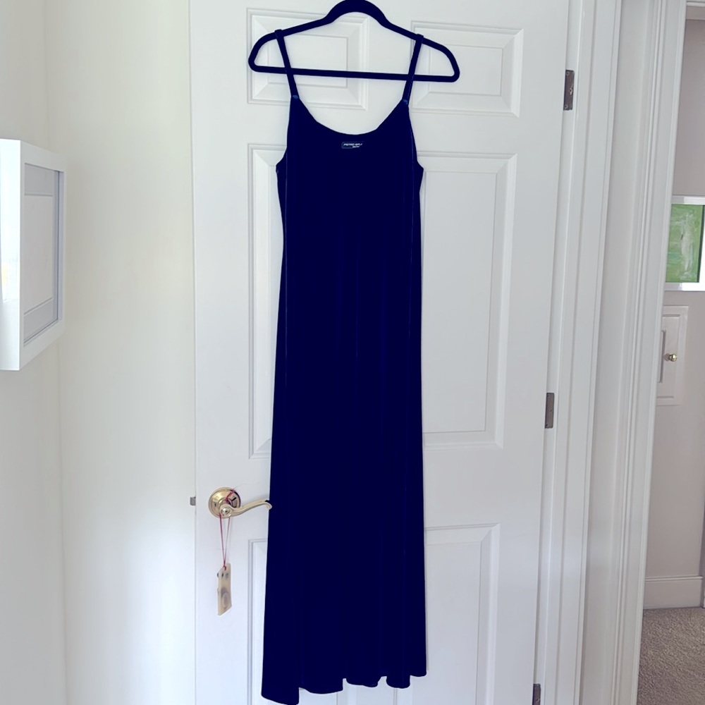 Pietro Brunelli midnight blue velvet spaghetti strap maxi dress